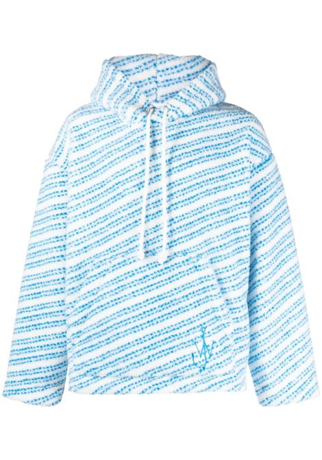 Light blue and white logo-embroidered fleece sweatshirt- men